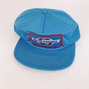 VINTAGE 70s Blue Streak Patch Snapback Trucker Cap Hat Active Generation
